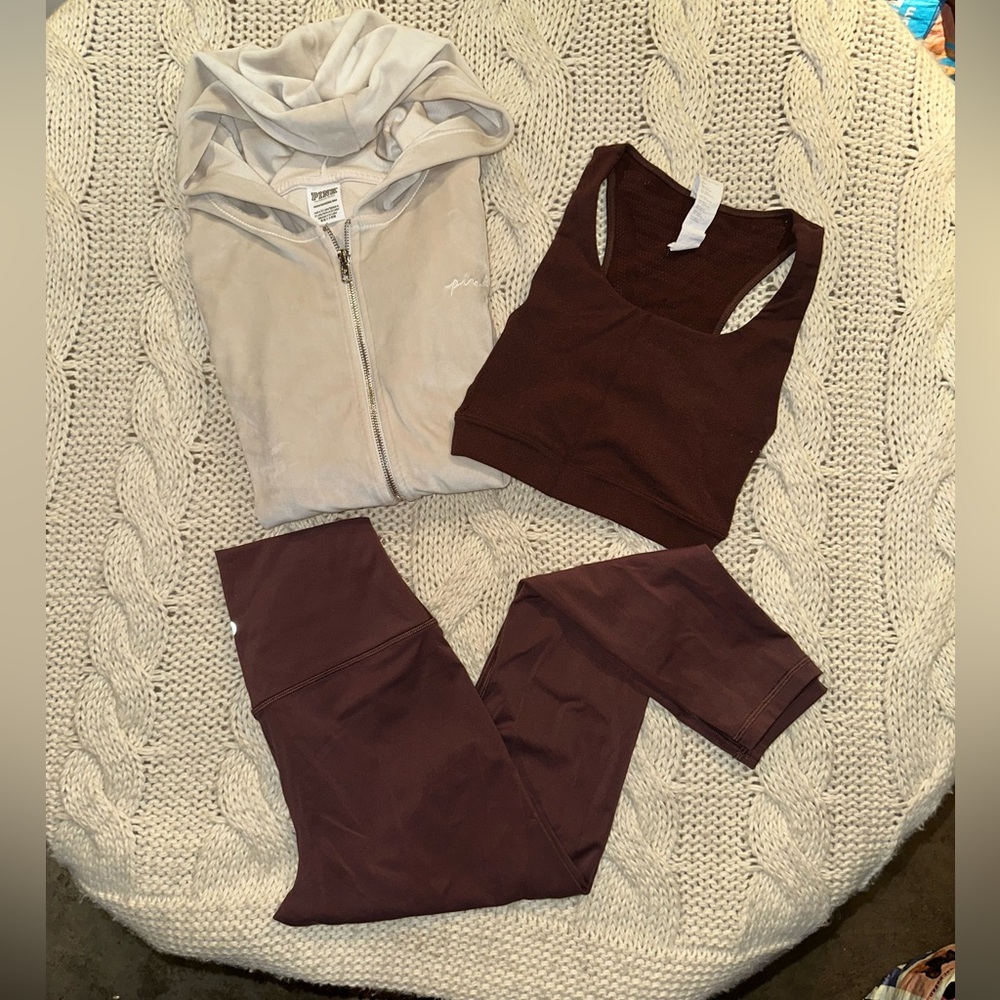 PINK bundle Brown and Cream Activewear Set